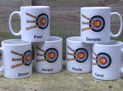 Named mugs for Hillingdon Archery Club