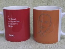 Individual mugs for Baxi Staff with Portraits