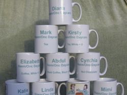 Named Mugs for University College Hospital, London, Research Dept