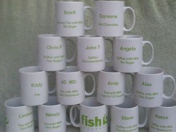 Fish Insurance Staff Mugs (sorry - poor photo)